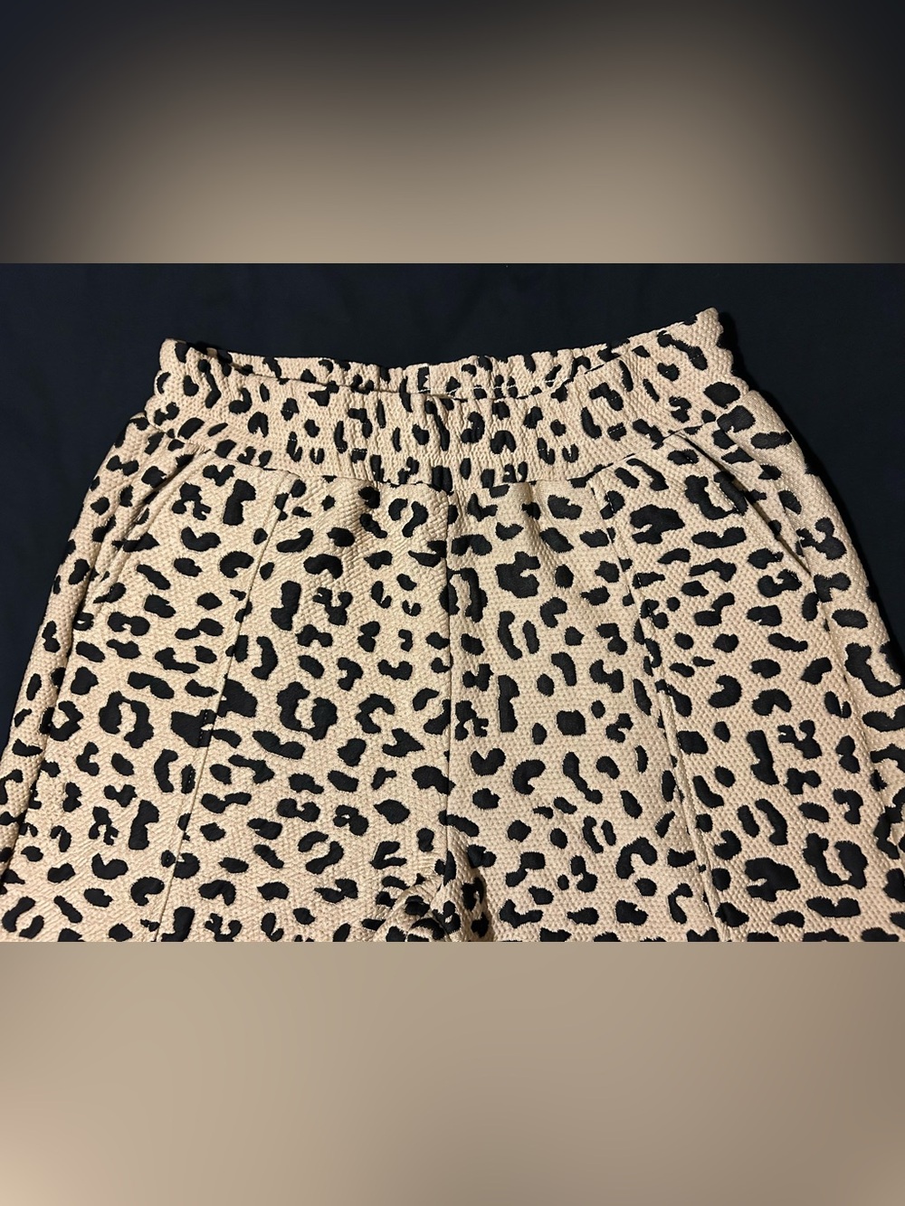She + Sky Beige and Black Leopard Wide-Leg Pants - Picture 5 of 9